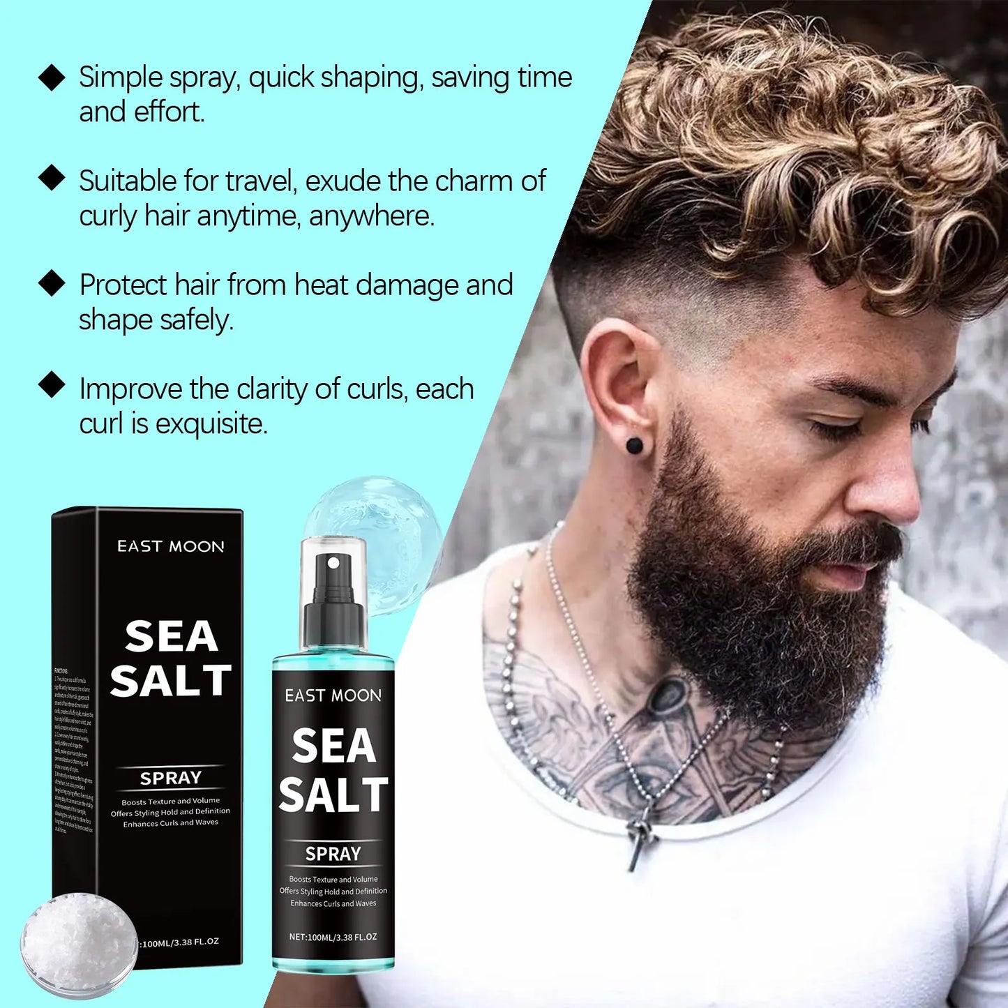Sea Salt Spray Hair Styling Mousse Repair Damaged Curly Boost Cream Prevent Dryness Add Texture Thickness Curls Styling Products