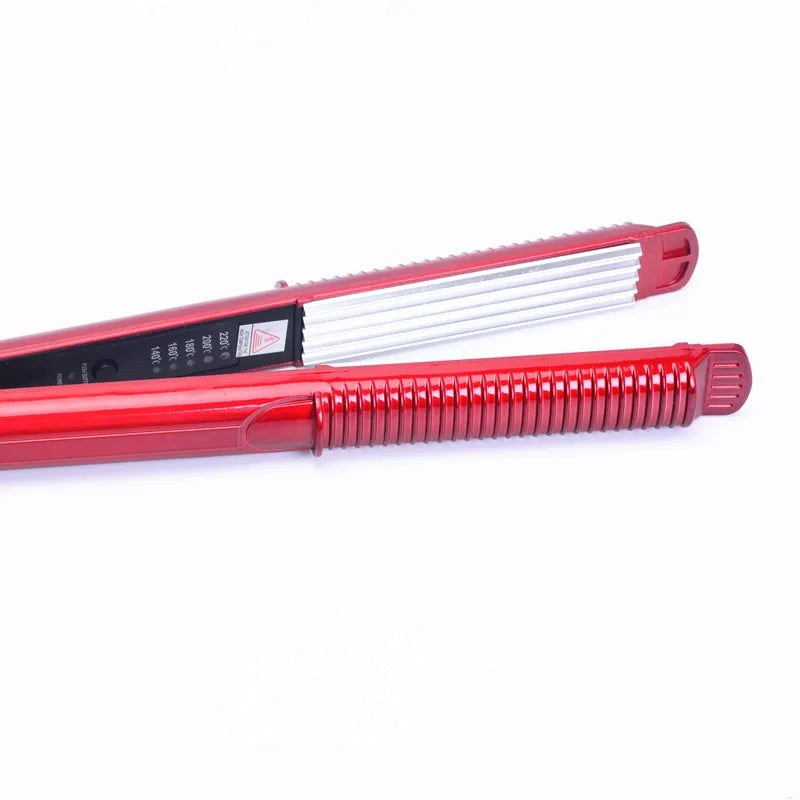 Professional Ceramic Corrugated Iron for Hair Wave Corrugation Flat Irons Electric Curling Crimped Wide Plates Beauty Hair Iron