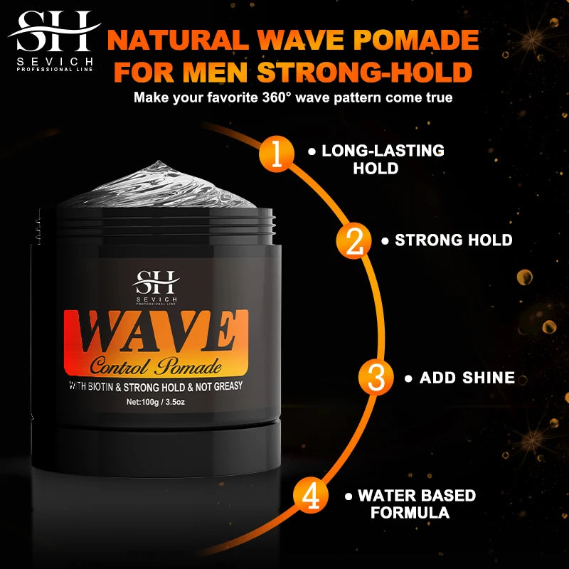 360 Wavy Frizz Control Gel Wave Control Pomade Hair Styling Wax Anti-Hair Loss Clay Hair Pomade for African Black Men Hair St