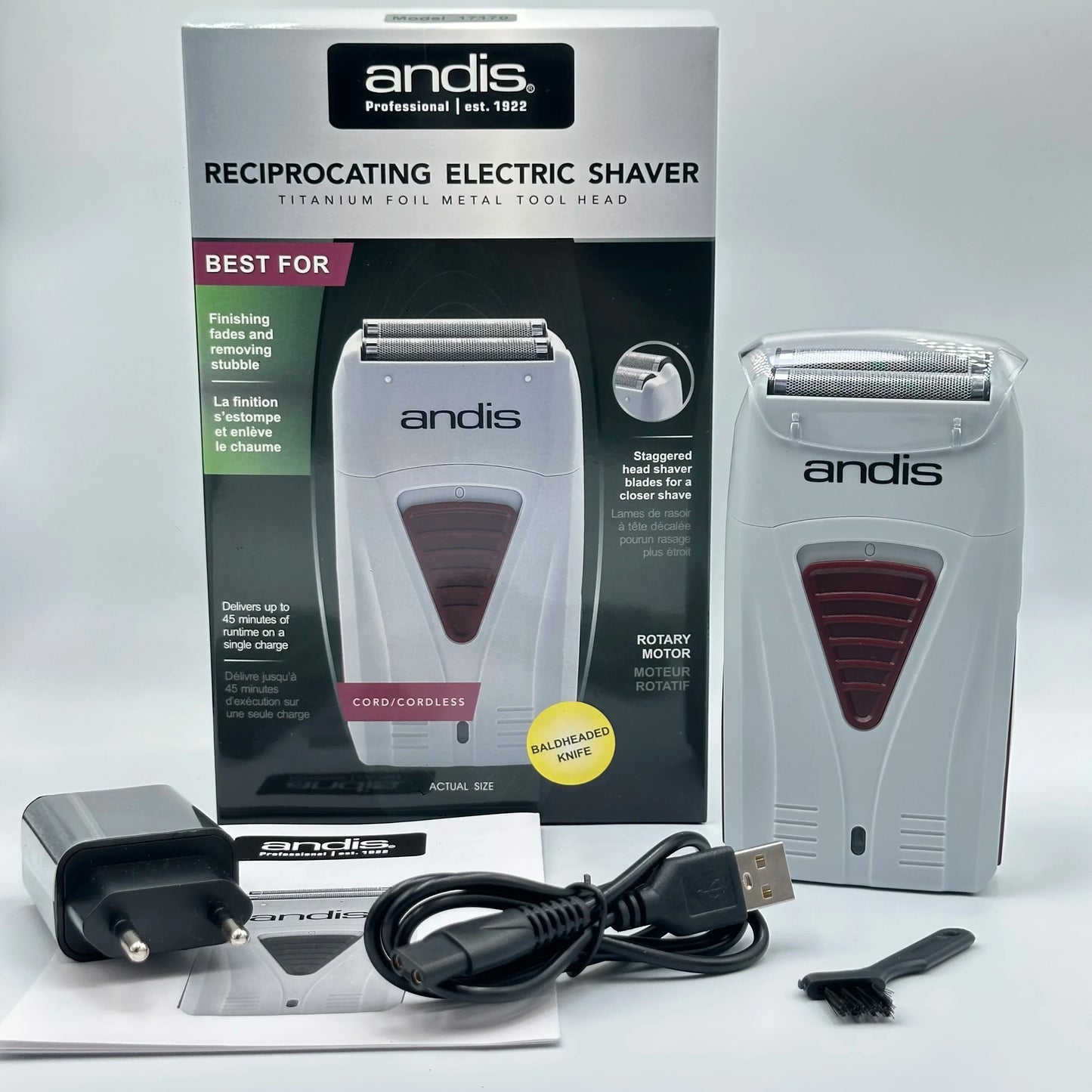 Original Andis 17170 Foil Lithium Titanium Shaver Smooth Shaving Cordless Shaver With Charger For Men Razor Bald Hair Clipper
