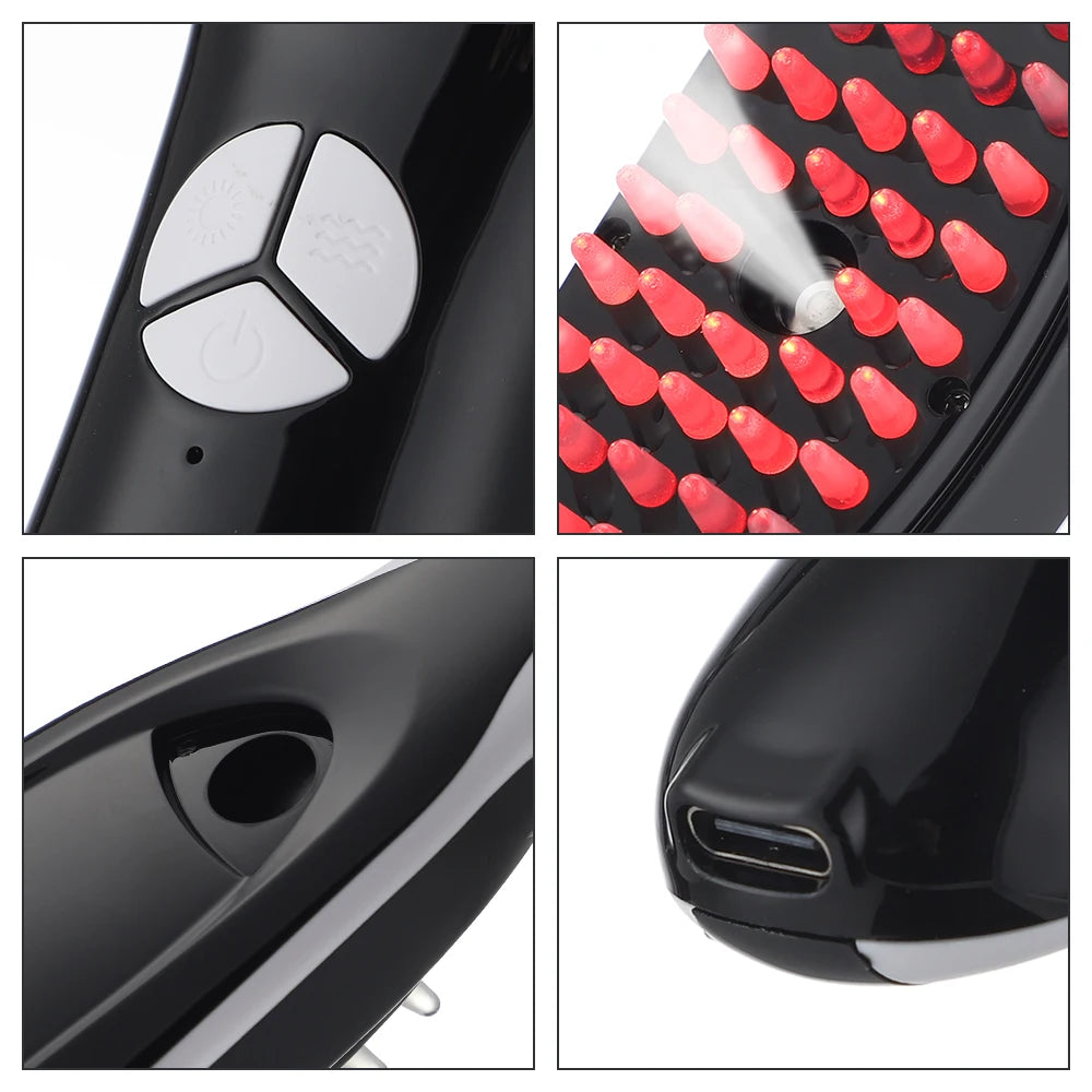 Electric Spray Massage Comb Hair Growth Vibration Head Massager Brush LED Anti Hair Loss Scalp Liquid Atomizing Comb