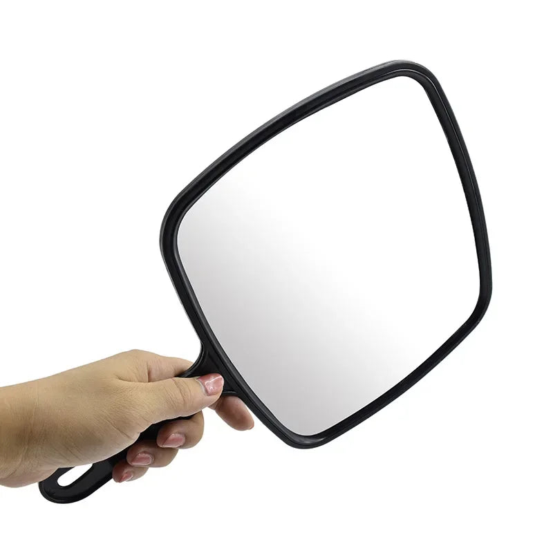Handheld Mirror Professional Handheld Salon Barbers Hairdressers Mirror with Handle Practical Hand Mirror for Home (Black)