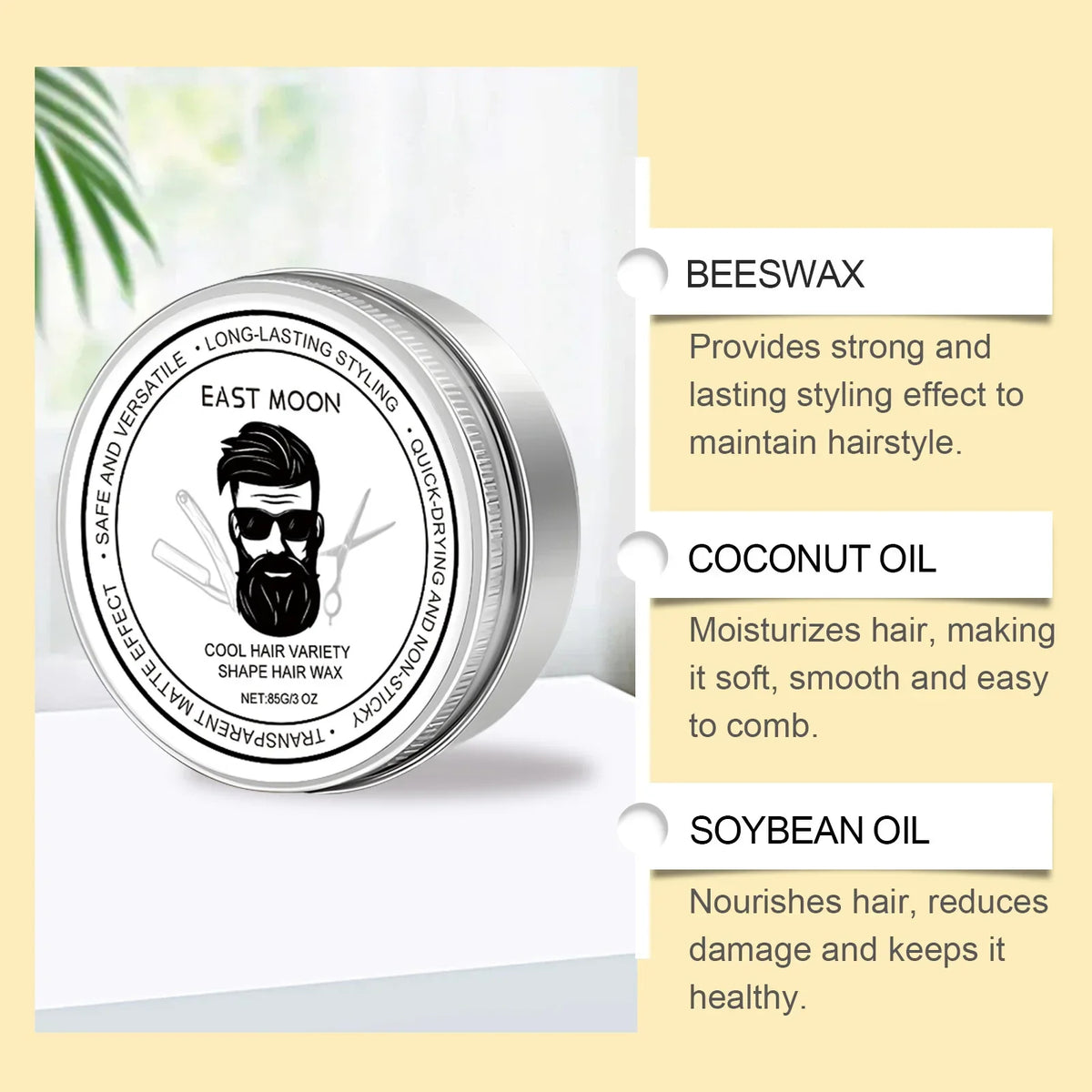 EAST MOON Styling Matte Hair Wax Leave-in Hairs Refreshing Hair Wax Gentle Without Damaging Hairs 85g Hair Gel for Men