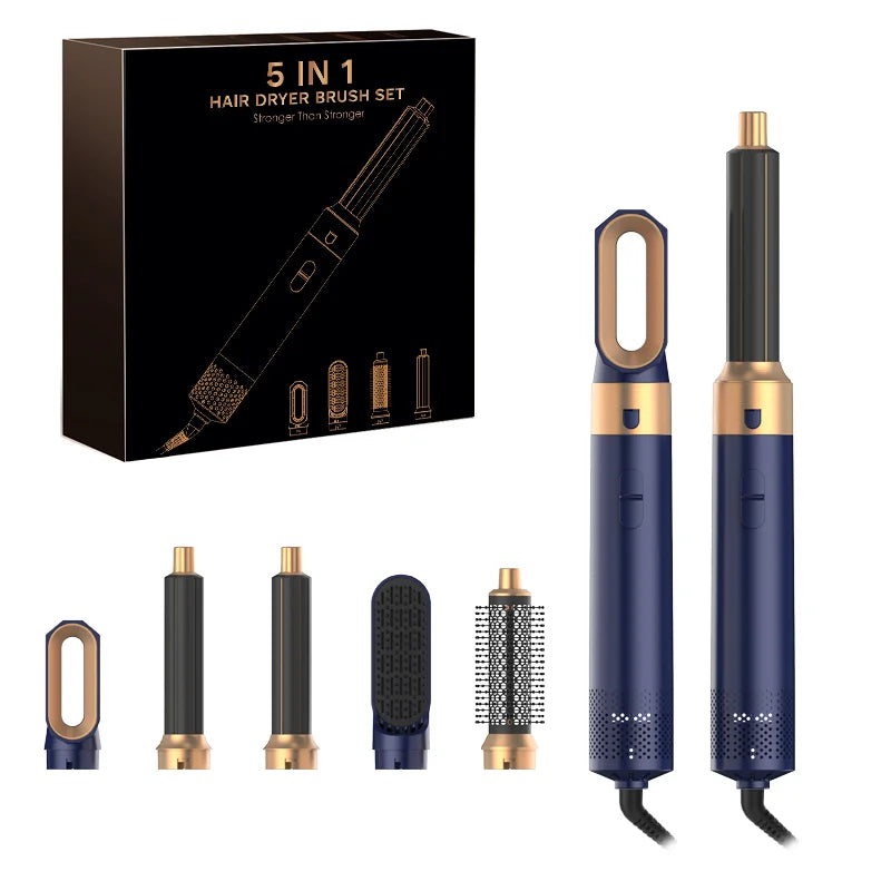 Low Noise Hair Styler Hair Curling Straightening Drying Hot Air Brushes Hot Comb Set Styling Tool 5 in 1 Airwrap