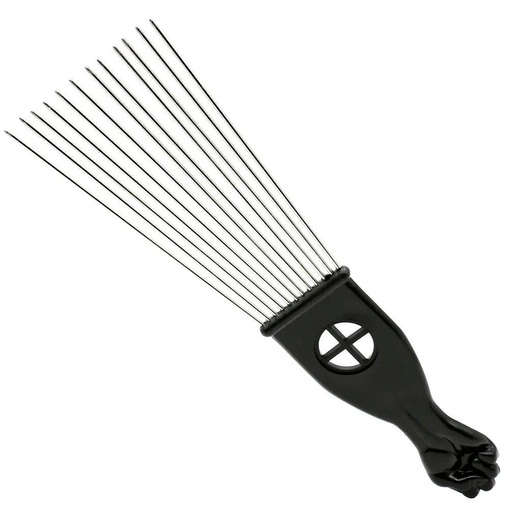 1 Piece Afro Fork Comb Stainless Steel Wide Teeth Hairdressing Brush Metal Pins Pick Hair Styling Tools Insert Curly Hair Comb