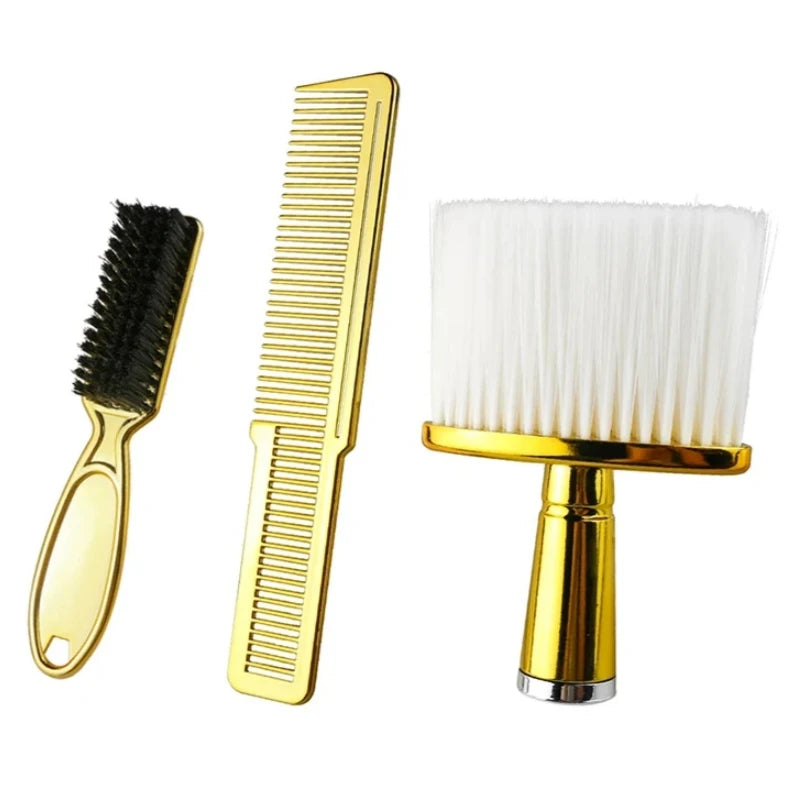 3PCS Hairdressing Soft Hair Cleaning Brush Comb Set Barber Retro Neck Duster Broken Remove Brush For Men Haircutting Comb Tools