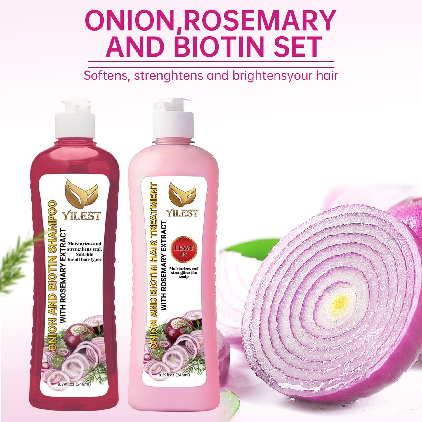 Onion Biotin Rosemary Hair Washing Set Nourishing Hair Root Scalp Gloss Care Cleaning