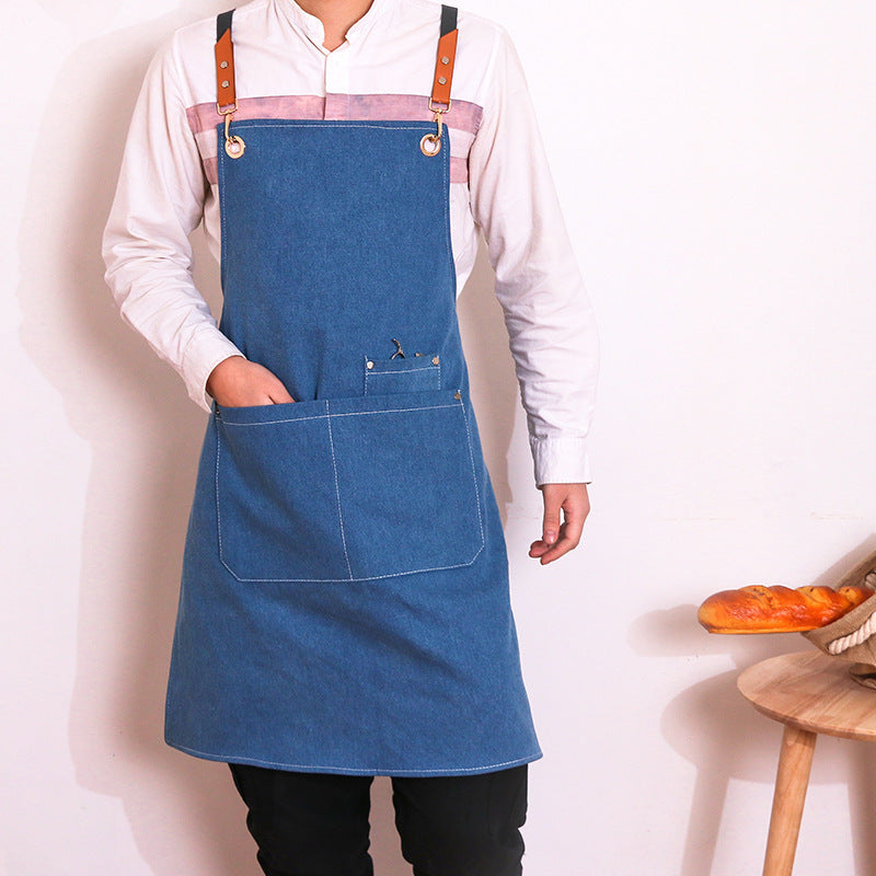 Cafe Barber Restaurant Denim Work Apron