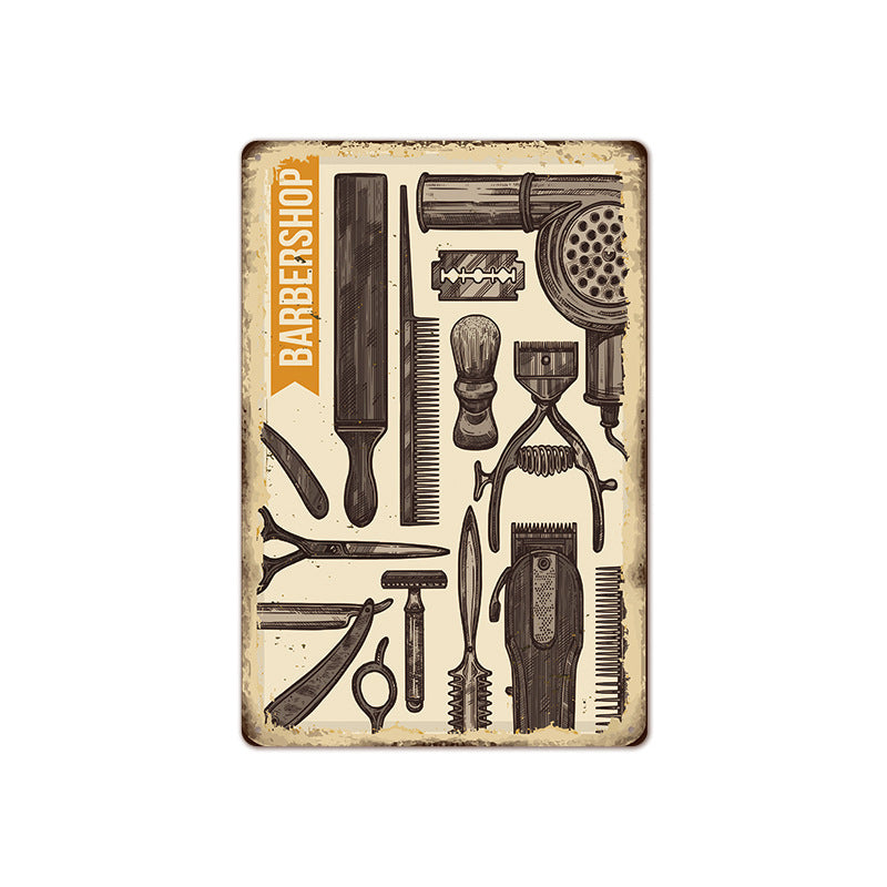 Barber Shop Background Wall Frameless Decorative Painting