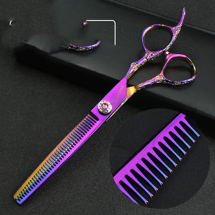 Rose Scissors 7 Inch Hairdressing Scissors To Thin Teeth Scissors Set