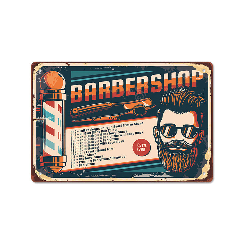 Barber Shop Poster Vintage Iron Sheet Painting