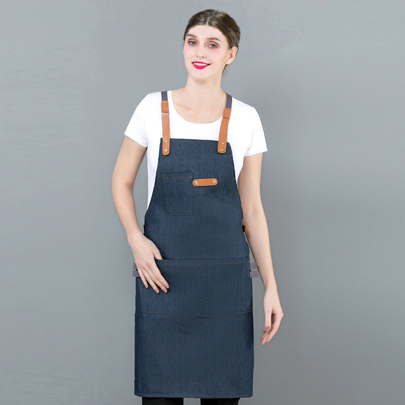 Floral Barber Denim Canvas Workwear Apron