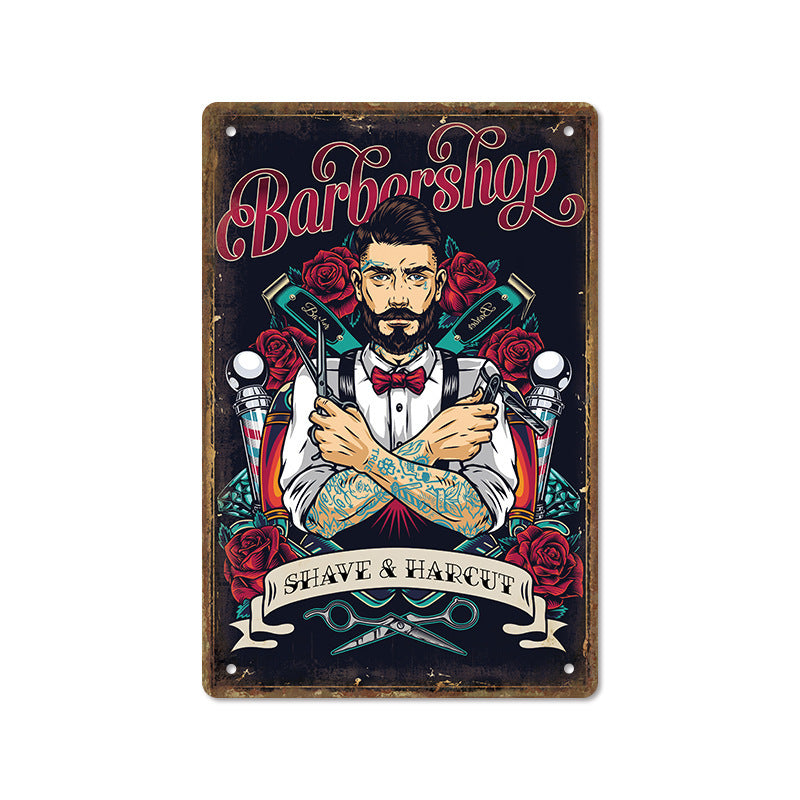 Barber Shop Poster Vintage Iron Sheet Painting