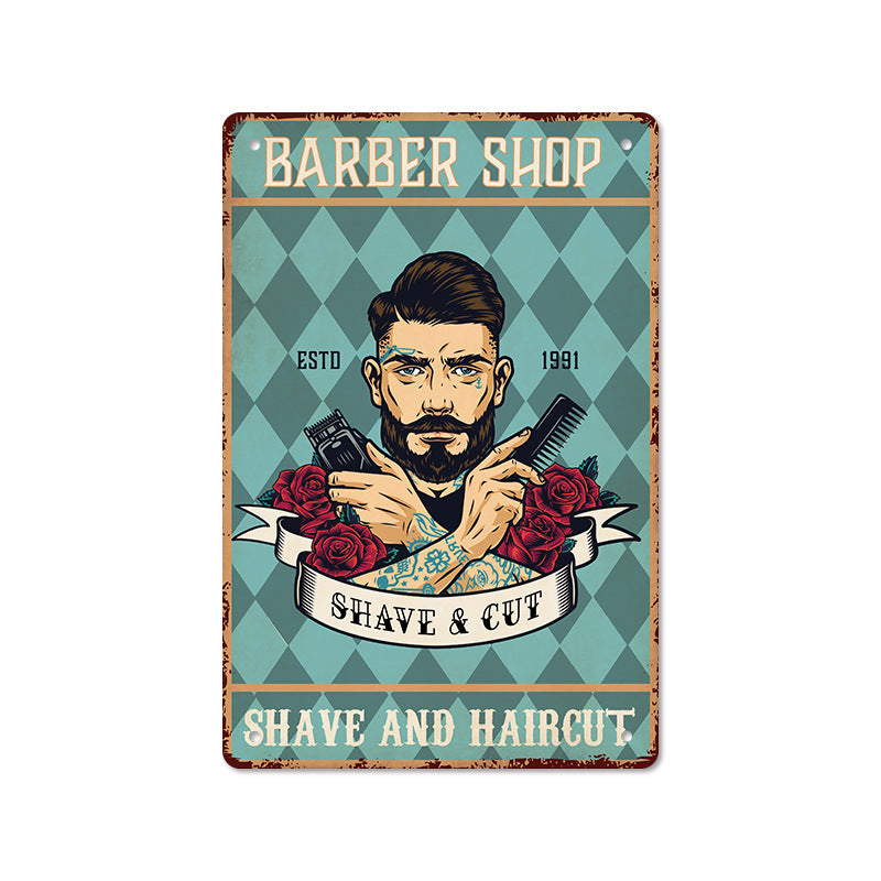 Barber Shop Poster Vintage Iron Sheet Painting