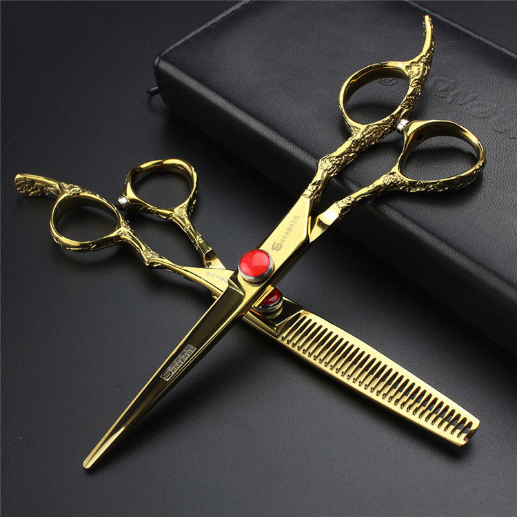 Rose Scissors 7 Inch Hairdressing Scissors To Thin Teeth Scissors Set