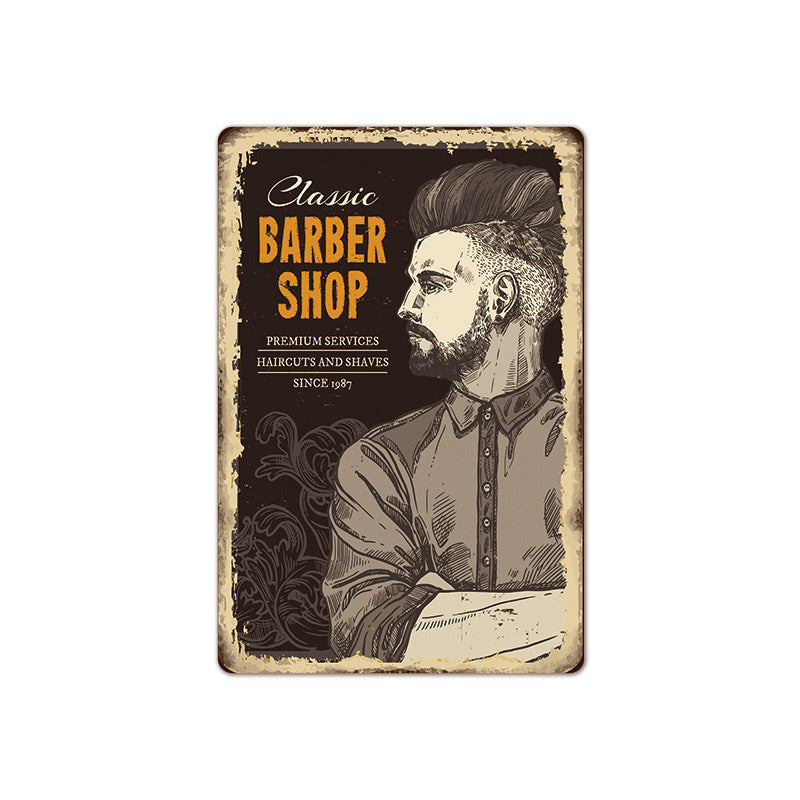 Barber Shop Background Wall Frameless Decorative Painting