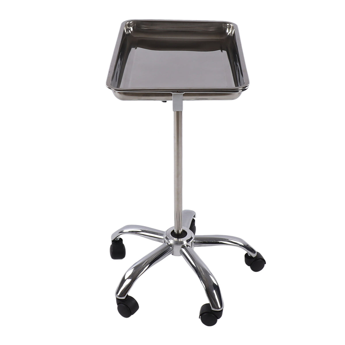 Salon Tray with Wheels Metal Stainless Steel Liftable Moveable for Medical Hairdresser Instrument