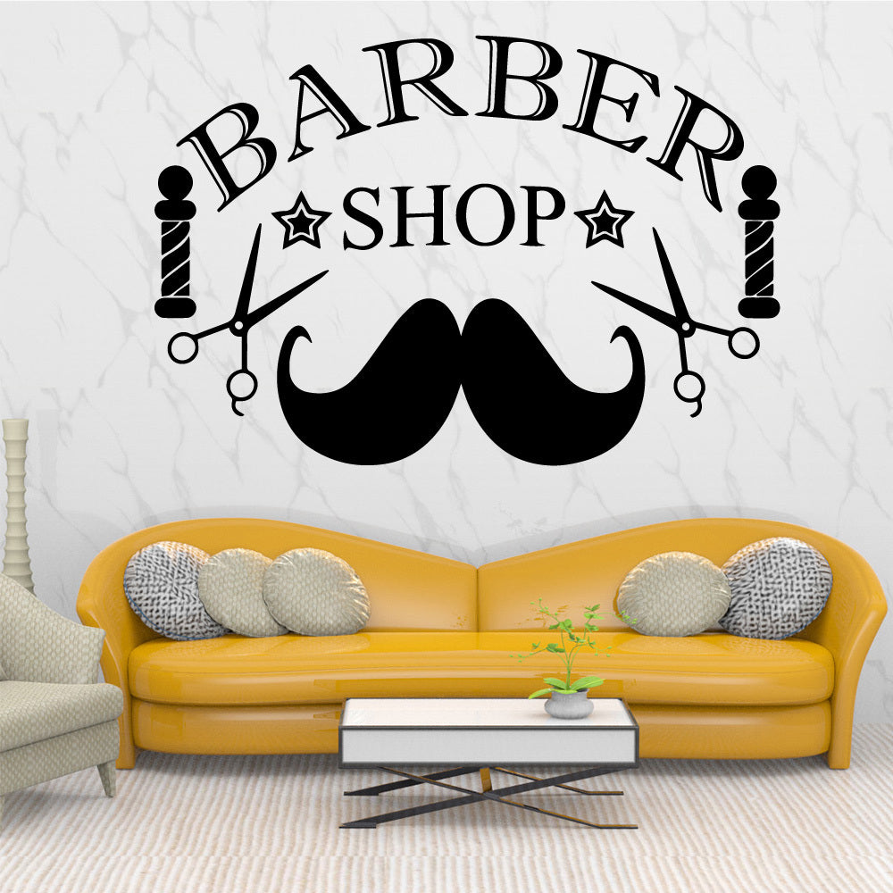 Carved Pattern Barber Shop Window Sticker