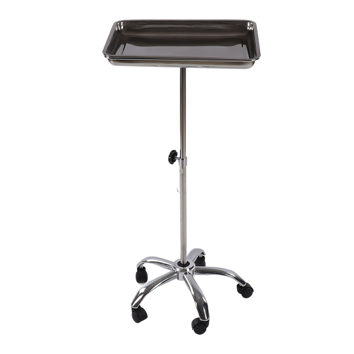Salon Tray with Wheels Metal Stainless Steel Liftable Moveable for Medical Hairdresser Instrument