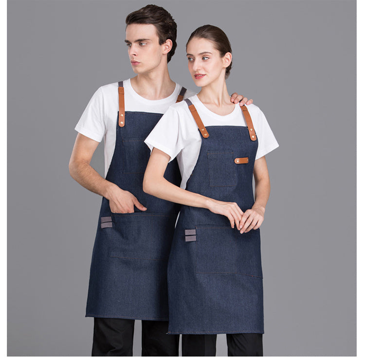 Floral Barber Denim Canvas Workwear Apron