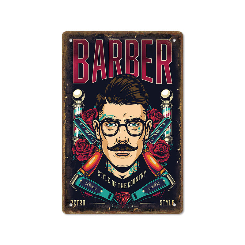 Barber Shop Poster Vintage Iron Sheet Painting