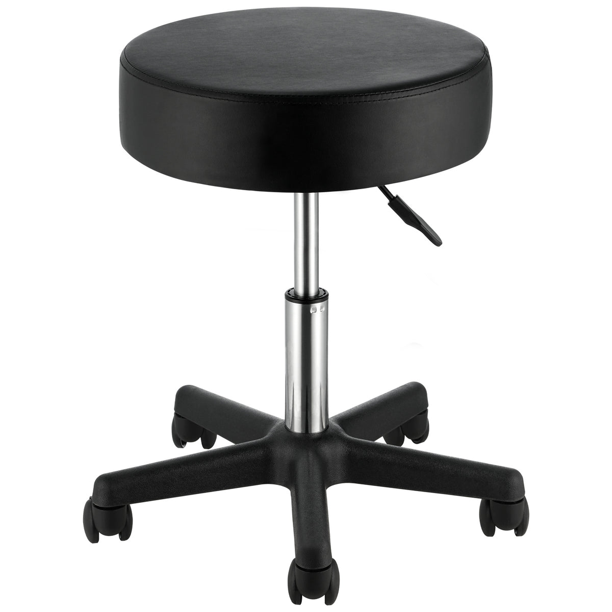 VEVOR Rolling Stools With Wheels, 400 LBS Weight Capacity Adjustable Height Stool With Ultra Thick Seat Cushion, Swivel Stools Chair For Salon, Bar, Home, Office, Tatoo, Medical, Massage, Black