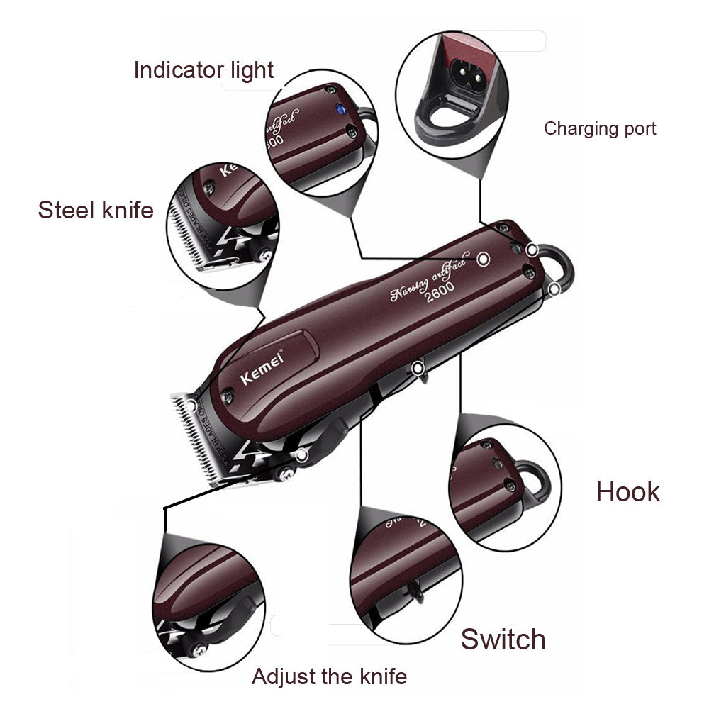 Kemei KM-2600 Professional Retro Oil Head Push