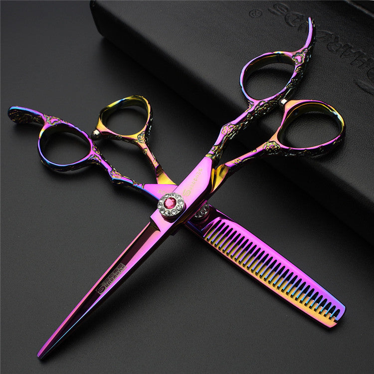 Rose Scissors 7 Inch Hairdressing Scissors To Thin Teeth Scissors Set