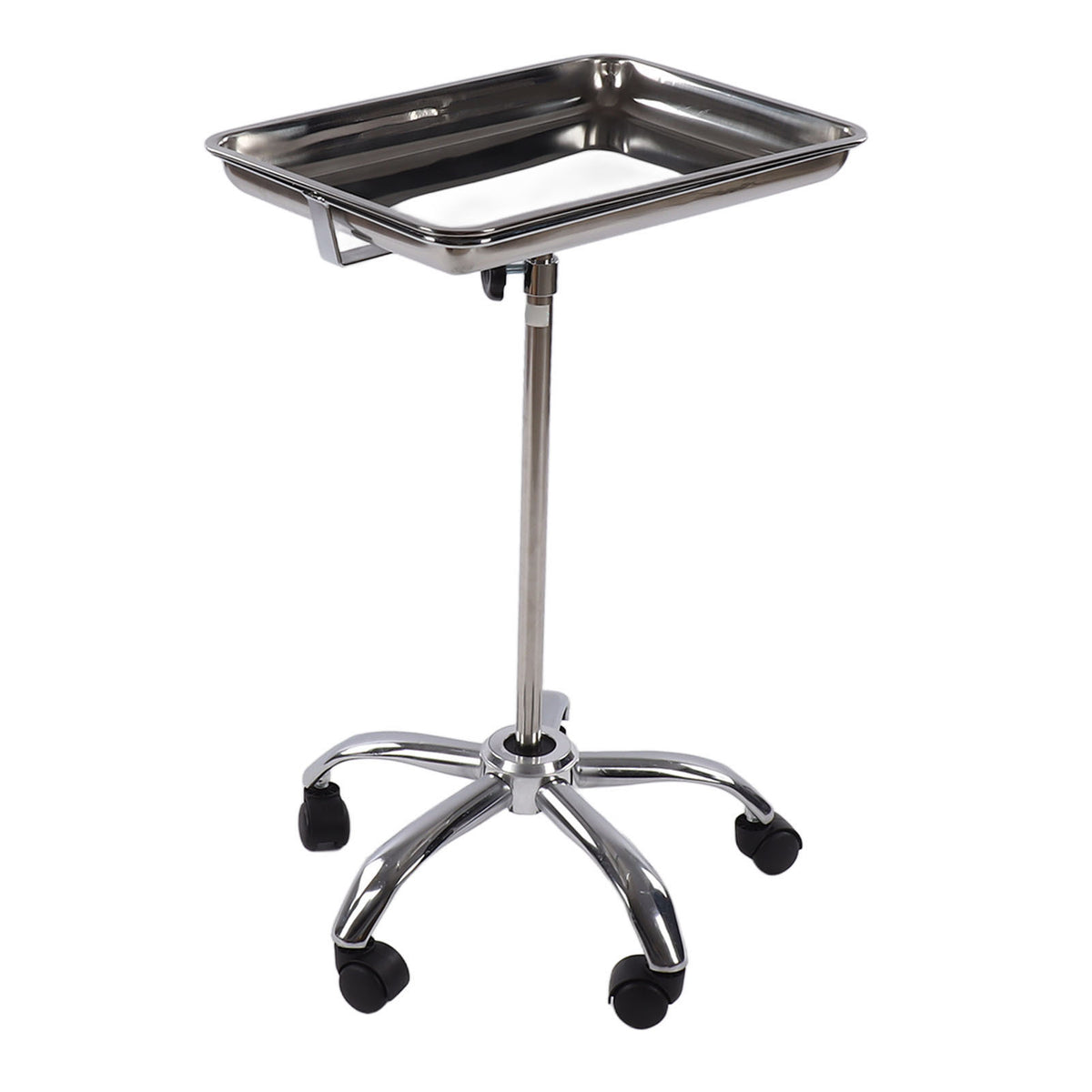 Salon Tray with Wheels Metal Stainless Steel Liftable Moveable for Medical Hairdresser Instrument