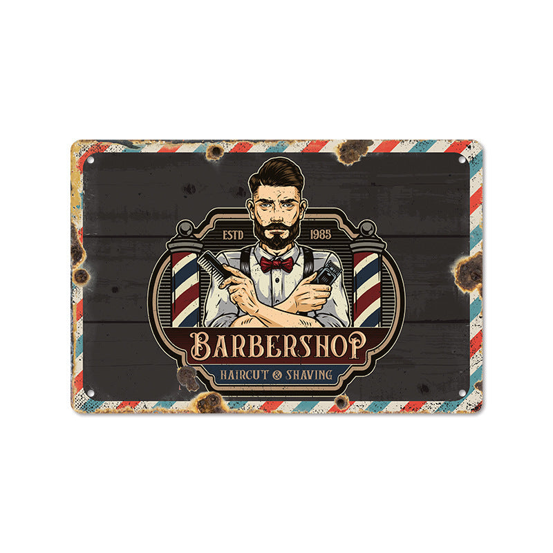 Barber Shop Poster Vintage Iron Sheet Painting