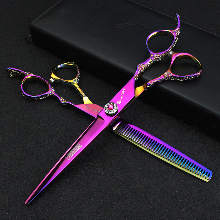 Rose Scissors 7 Inch Hairdressing Scissors To Thin Teeth Scissors Set