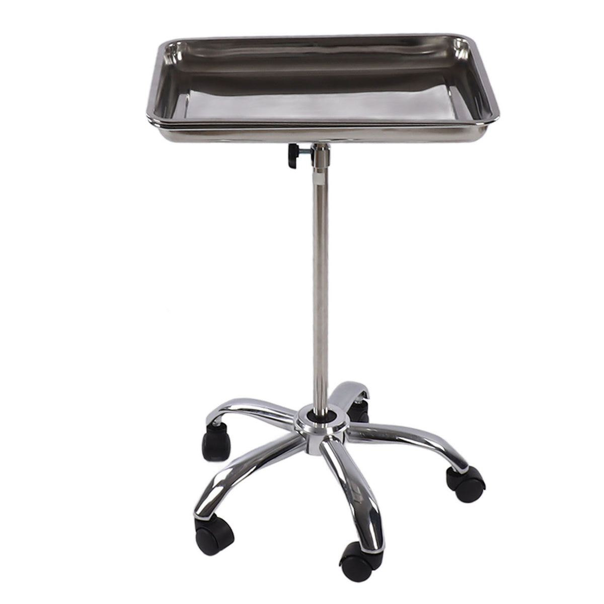 Salon Tray with Wheels Metal Stainless Steel Liftable Moveable for Medical Hairdresser Instrument