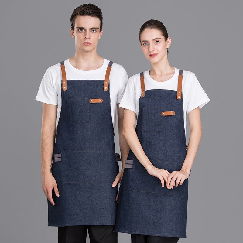 Floral Barber Denim Canvas Workwear Apron