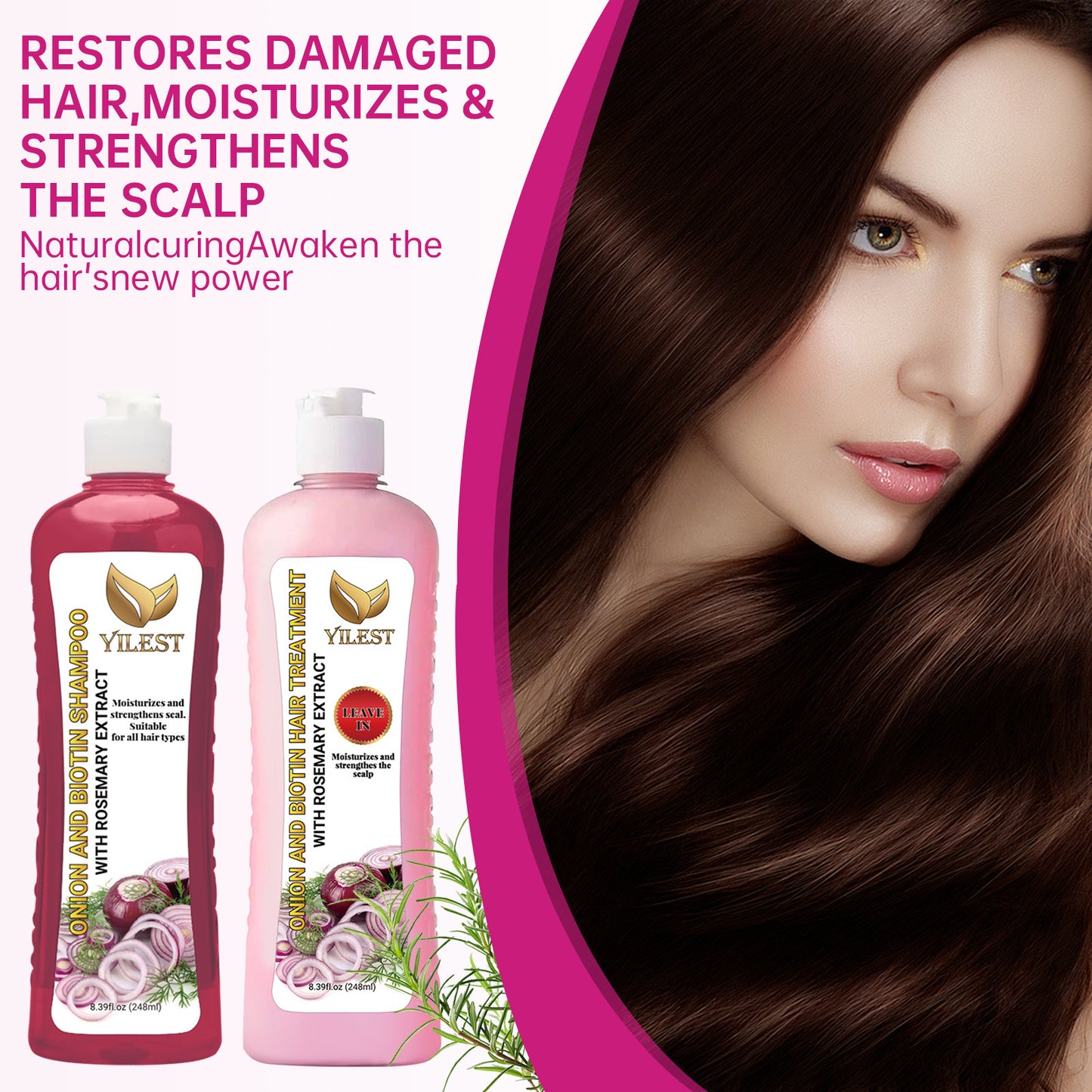 Onion Biotin Rosemary Hair Washing Set Nourishing Hair Root Scalp Gloss Care Cleaning