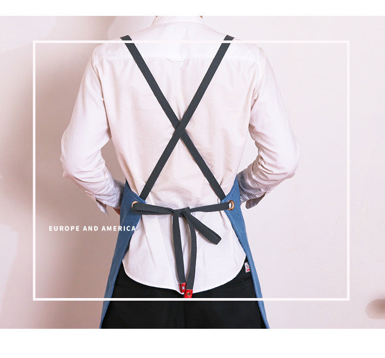 Cafe Barber Restaurant Denim Work Apron