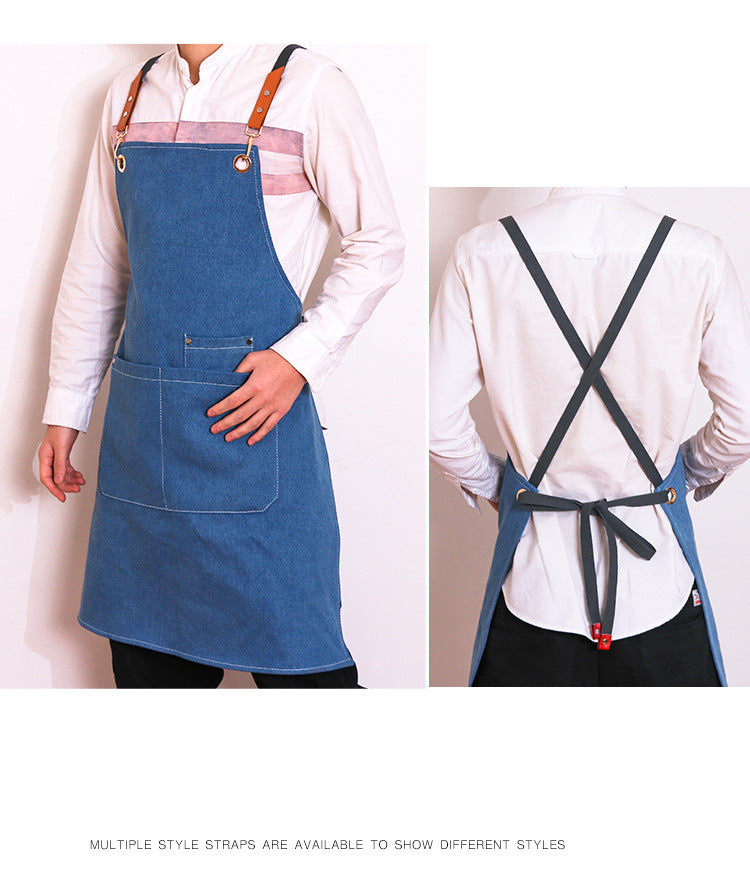 Cafe Barber Restaurant Denim Work Apron