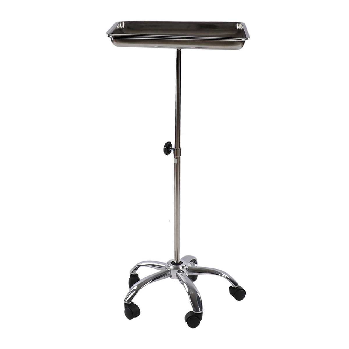 Salon Tray with Wheels Metal Stainless Steel Liftable Moveable for Medical Hairdresser Instrument