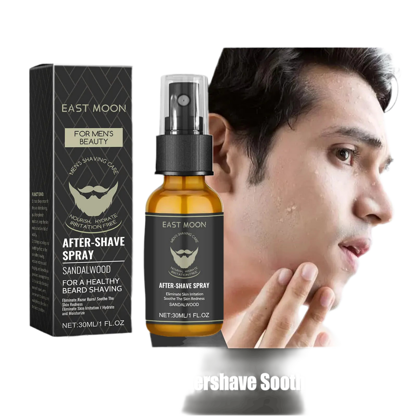 East Moon Men Aftershave Soothing Spray Keep Smoothing Improve Ingrown Increase Fresh Reducing Hair Growth Beard Skin Care Oil