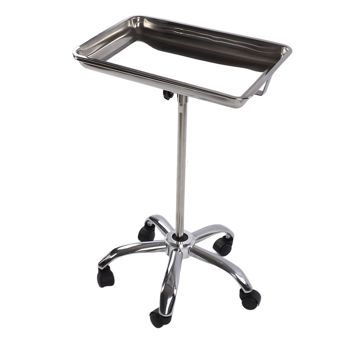Salon Tray with Wheels Metal Stainless Steel Liftable Moveable for Medical Hairdresser Instrument
