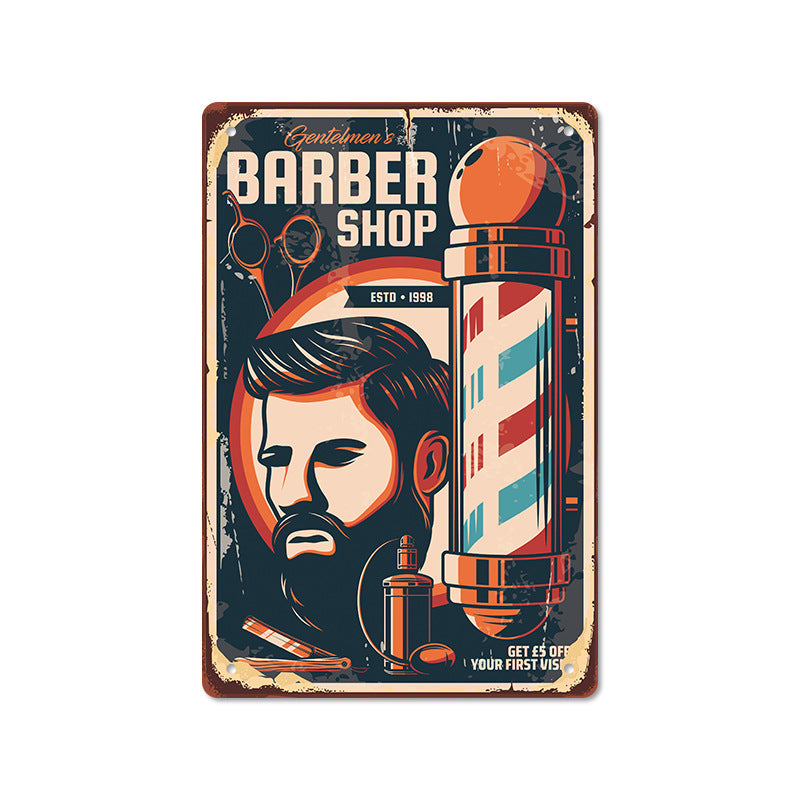 Barber Shop Poster Vintage Iron Sheet Painting