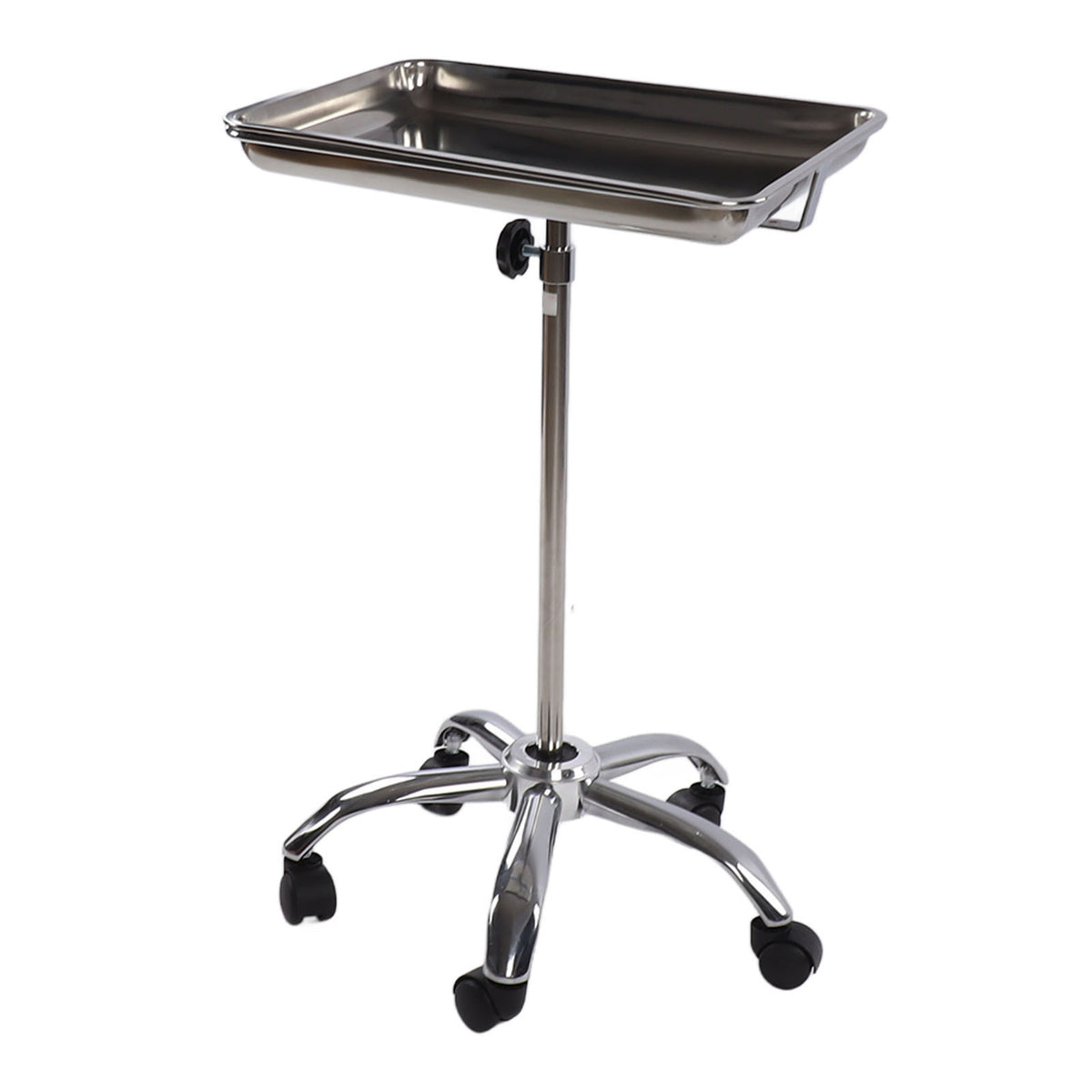 Salon Tray with Wheels Metal Stainless Steel Liftable Moveable for Medical Hairdresser Instrument