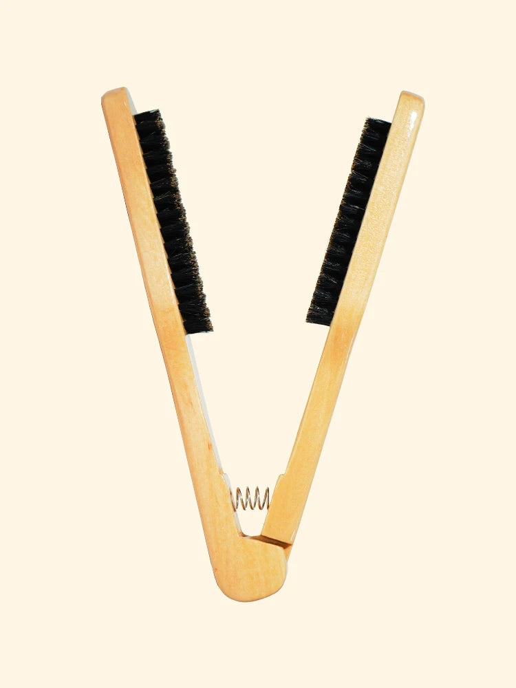 Pro Hairdressing Straightener Hairbrush Nylon Hair Straightening Double Brushes V Shape Comb Clamp Styling Tools DIY