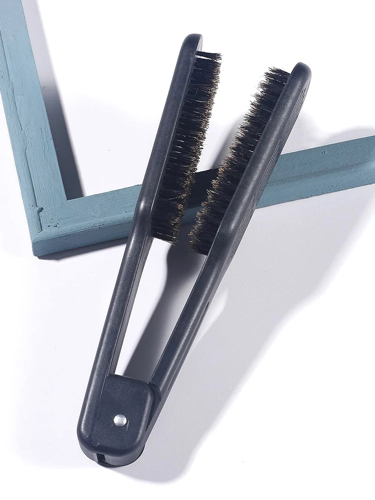 Pro Hairdressing Straightener Hairbrush Nylon Hair Straightening Double Brushes V Shape Comb Clamp Styling Tools DIY