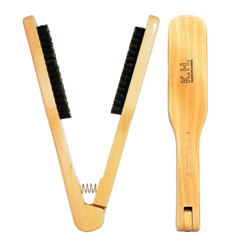 Pro Hairdressing Straightener Hairbrush Nylon Hair Straightening Double Brushes V Shape Comb Clamp Styling Tools DIY