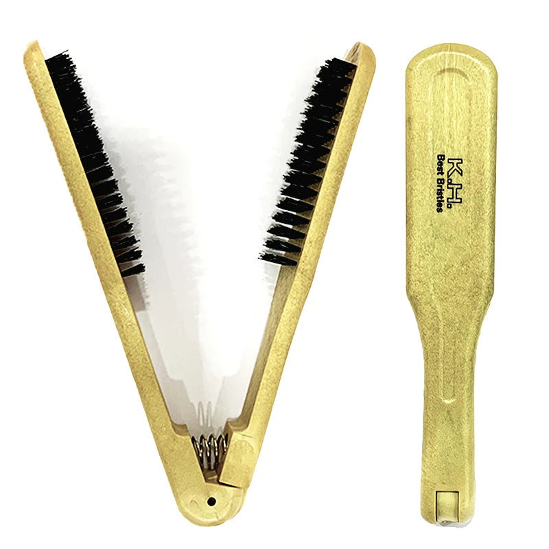 Pro Hairdressing Straightener Hairbrush Nylon Hair Straightening Double Brushes V Shape Comb Clamp Styling Tools DIY