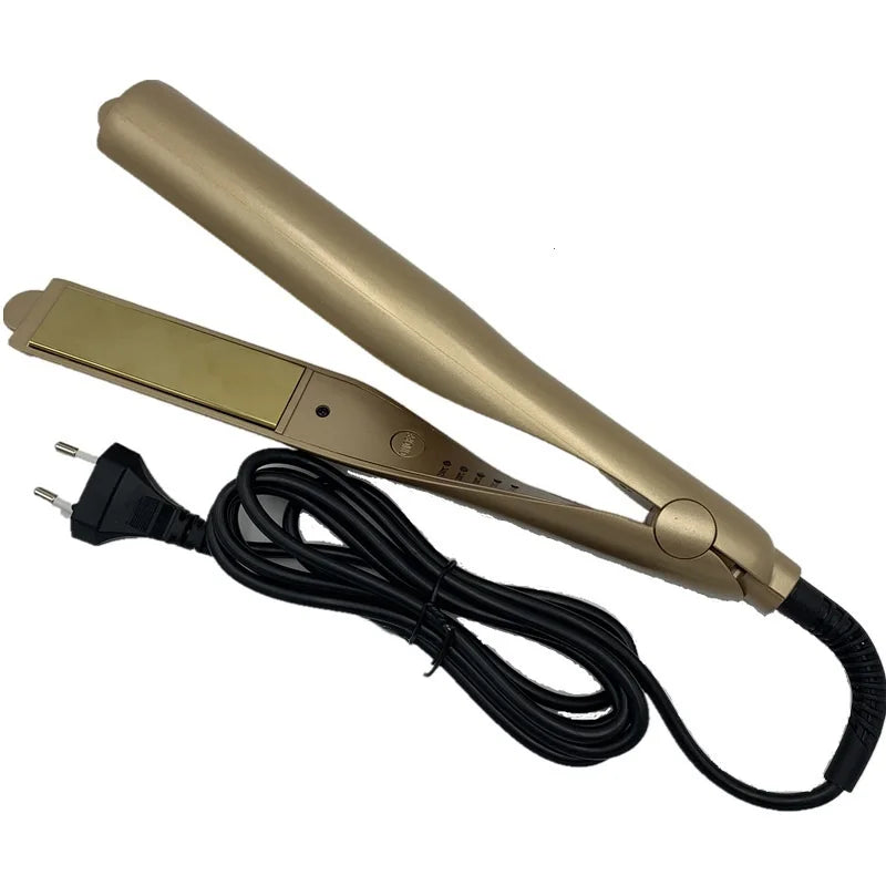 2 in 1 Pro Gold Titanium Flat Iron Twist Hair Curler & Straightener Irons Anti-Frizz For Hair Straightening Curling Styling Tool