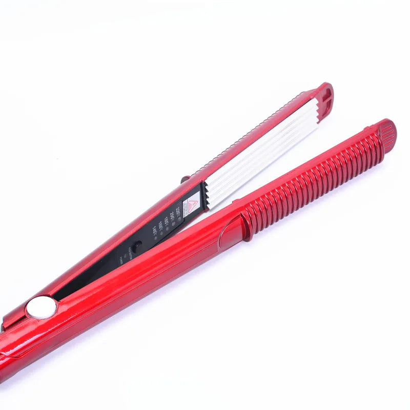 Professional Ceramic Corrugated Iron for Hair Wave Corrugation Flat Irons Electric Curling Crimped Wide Plates Beauty Hair Iron