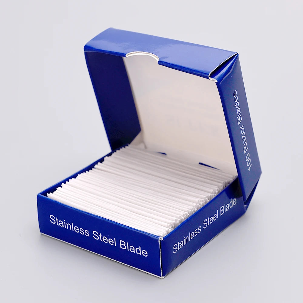 100Pcs Set Double Edge Razor Blades for Barbers Men's Safety Razor Blades for Shaving Stainless Steel Professional Barber Tools
