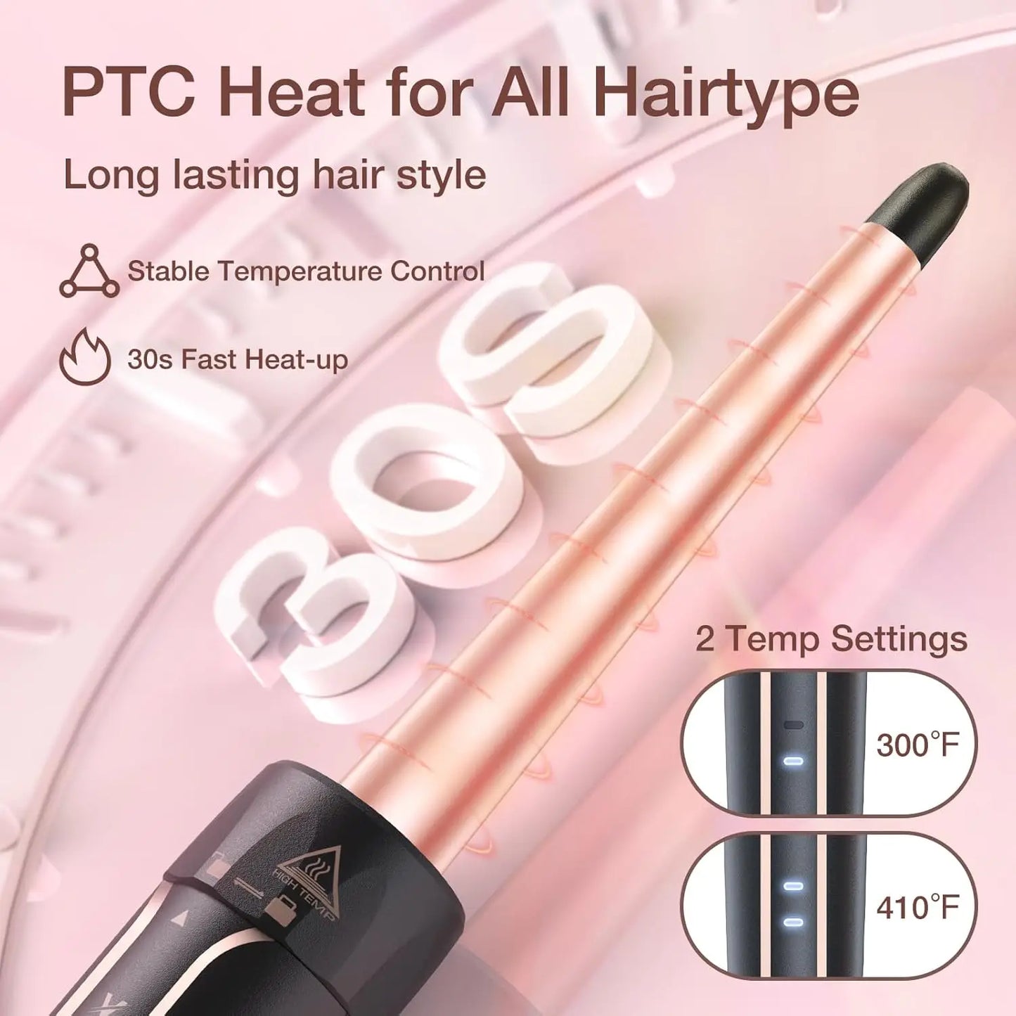YAWEEN 5-in-1 Curling Iron Set, Instant Heating Curling Iron With Curling Brush, Replaceable Ceramic Iron