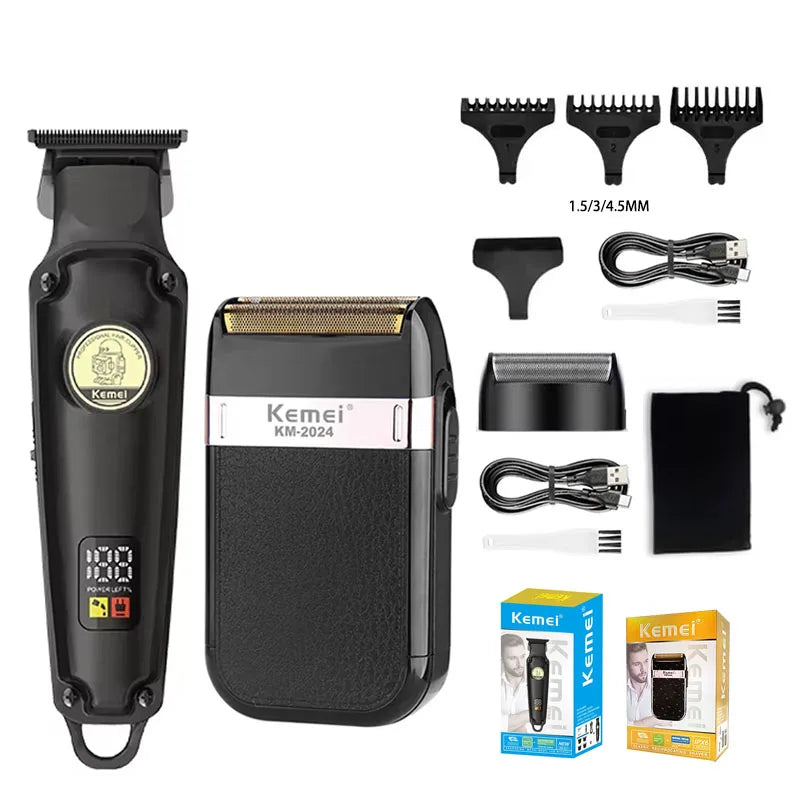 Kemei Rechargeable Hair Clippers Cordless Barber Easily Trimmer Bald Head Washable Electric Beard Shaver For Men KM-2371 KM-2024